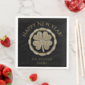 Golden Vier Leaf Clover Happy Nieuwjaar Goed Luck Servet (Insitu)
