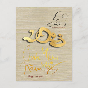 Golden Vietnamees kat jaar 2023 HPostC Briefkaart