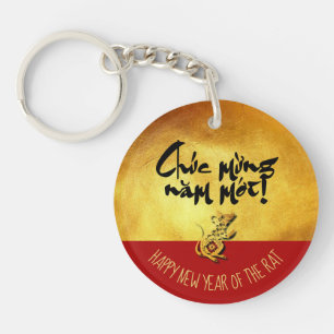 Golden Vietnamees Rat Year-gepersonaliseerde ARK Sleutelhanger