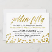 Golden vijftigse Confetti | 50e Jubileum diner Kaart (Voorkant)