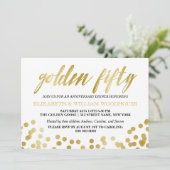 Golden vijftigse Confetti | 50e Jubileum diner Kaart (Staand voorkant)