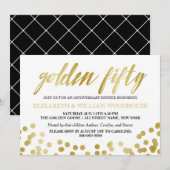 Golden vijftigse Confetti | 50e Jubileum diner Kaart (Voorkant / Achterkant)
