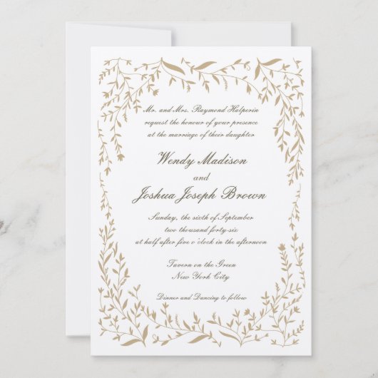 Golden Vine Lijst huwelijksuitnodigingen Kaart (Voorkant)