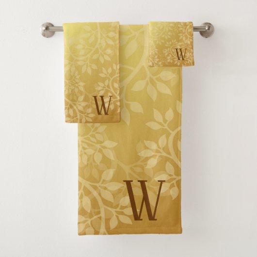 Golden Vine Monogram Bad Handdoek (Insitu)