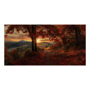 Golden Vineyard Path - Poster van het Piemonte-lan