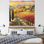 Golden Vineyard Path – Toscane Premium Canvas (Insitu (Slaapkamer))
