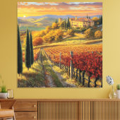 Golden Vineyard Path – Toscane Premium Canvas (Insitu (Woonkamer))