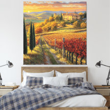 Golden Vineyard Path – Toscane Premium Canvas
