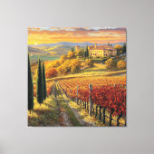 Golden Vineyard Path – Toscane Premium Canvas Afdruk (Voorkant)