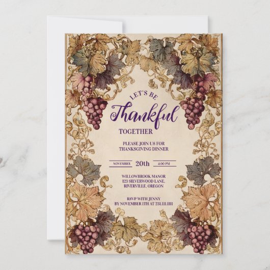 Golden Vineyard Thanksgiving Kaart (Voorkant)