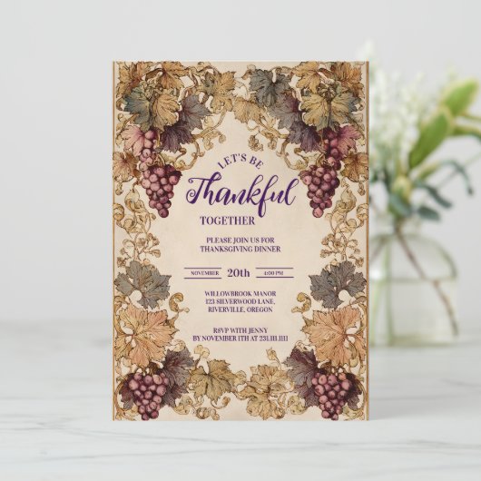 Golden Vineyard Thanksgiving Kaart (Staand voorkant)