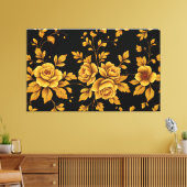 Golden Vintage Roses Canvas Afdruk (Insitu (Woonkamer))