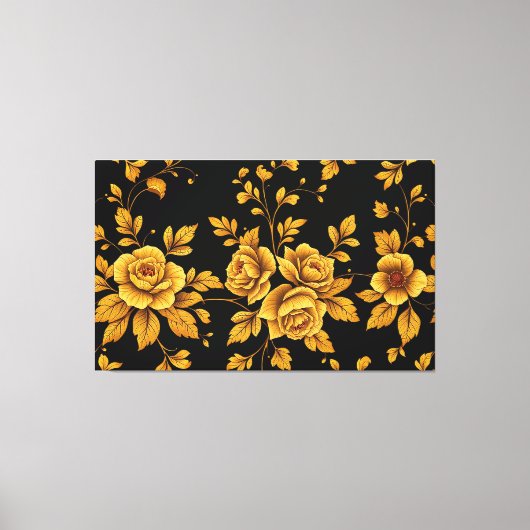 Golden Vintage Roses Canvas Afdruk (Voorkant)