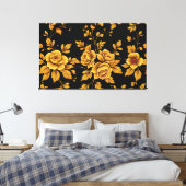 Golden Vintage Roses Canvas Afdruk (Insitu (Slaapkamer))