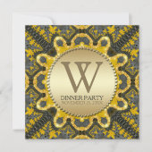 Golden Vintage Tribal Batik Dinner Party Kaart (Voorkant)