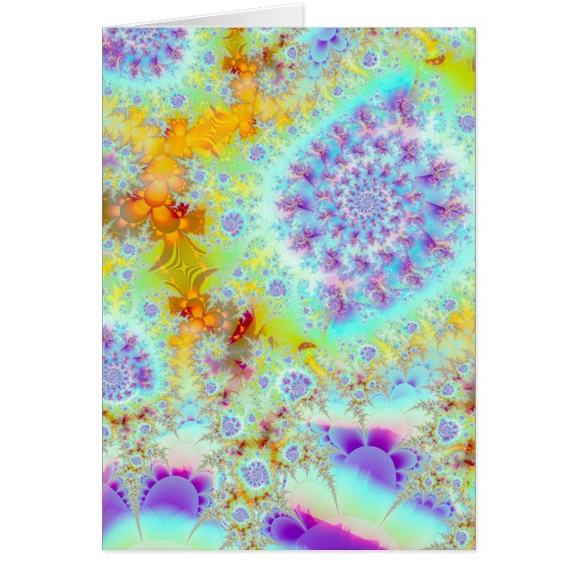 Golden Violet Sea Shells, Abstracte Fractal Ocean (Voorkant)