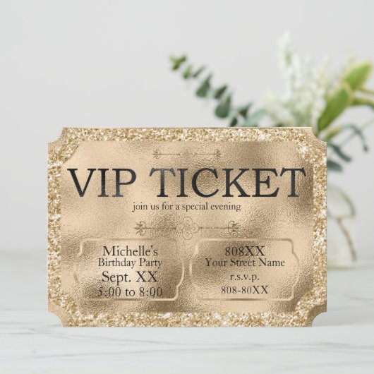 Golden VIP TICKET Special Event Kaart (Staand voorkant)