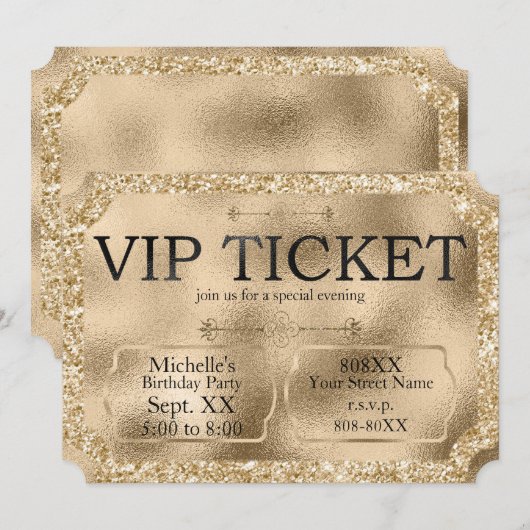 Golden VIP TICKET Special Event Kaart (Voorkant / Achterkant)