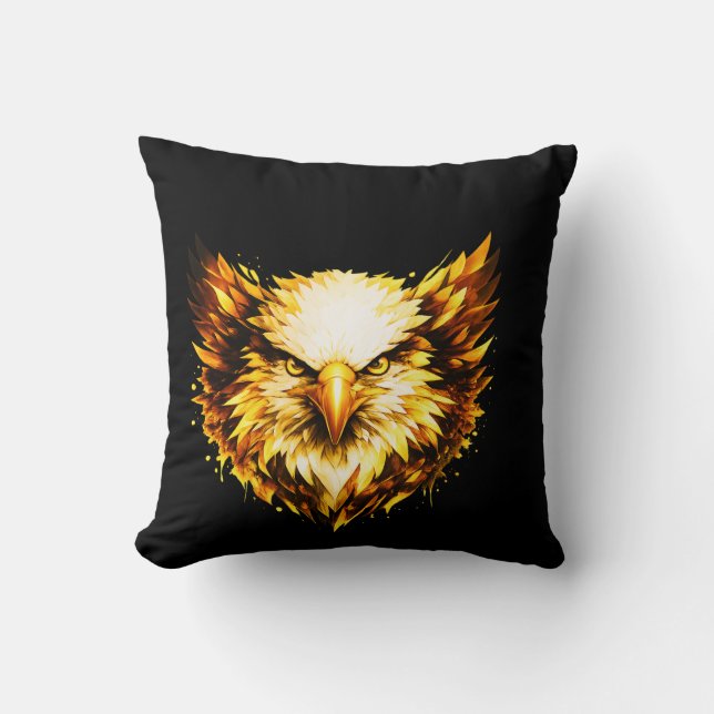 Golden Vision Eagle | Bold Illustrated Statement Kussen (Voorkant)