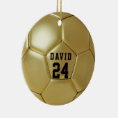 Golden Voetbal Persoonlijke Naam Team Nummer Keramisch Ornament (Rechts)