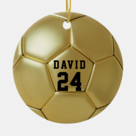 Golden Voetbal Persoonlijke Naam Team Nummer Keramisch Ornament