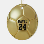 Golden Voetbal Persoonlijke Naam Team Nummer Keramisch Ornament (Links)