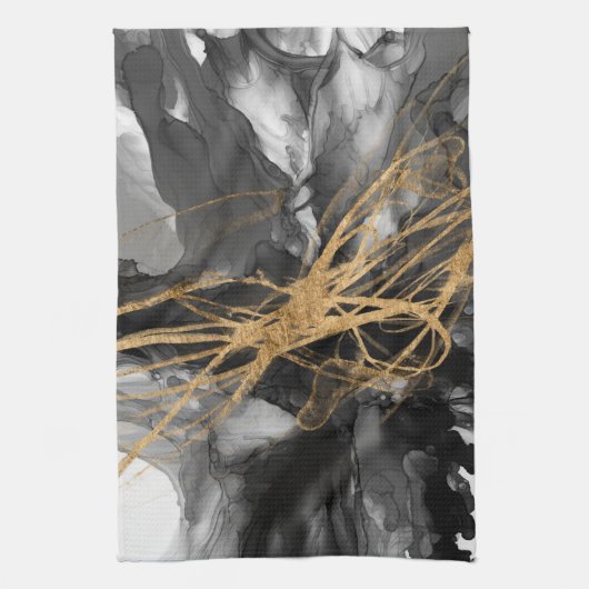 Golden Vortex I Theedoek (Verticaal)