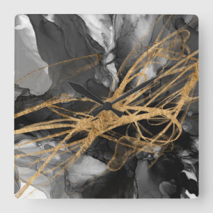 Golden Vortex I Vierkante Klok