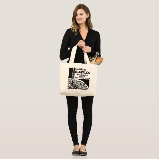 Golden Waffles Breakfast Grote Tote Bag (Voorkant (model))