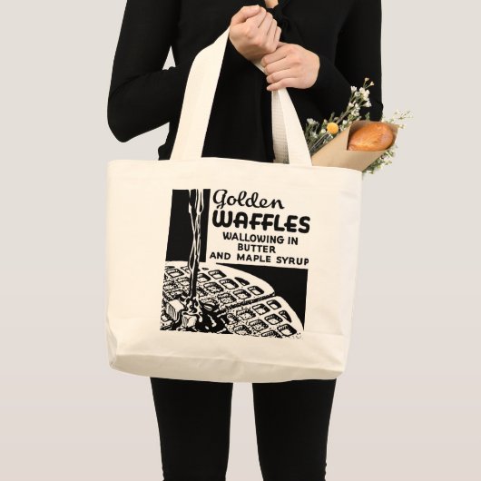 Golden Waffles Breakfast Grote Tote Bag (Voorkant (product))