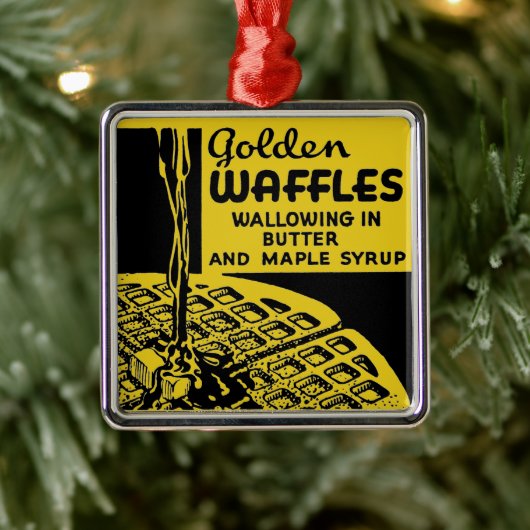 Golden Waffles Breakfast Metalen Ornament (Boom)