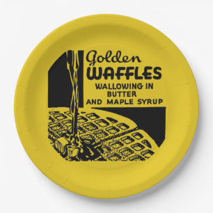 Golden Waffles Breakfast Papieren Bordje