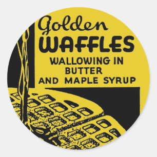 Golden Waffles Breakfast Ronde Sticker