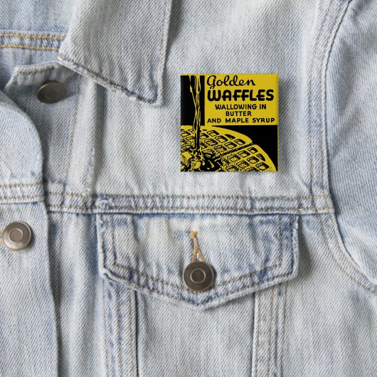Golden Waffles Breakfast Vierkante Button 5,1 Cm (In situ)