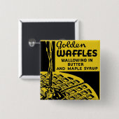 Golden Waffles Breakfast Vierkante Button 5,1 Cm (Voorkant /achterkant)
