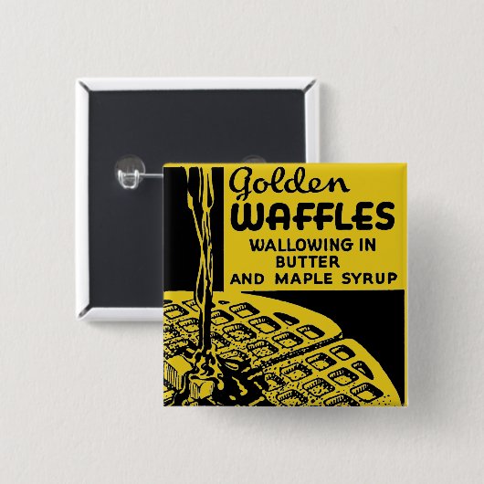 Golden Waffles Breakfast Vierkante Button 5,1 Cm (Voorkant /achterkant)
