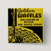 Golden Waffles Breakfast Vierkante Button 5,1 Cm (Voorkant)