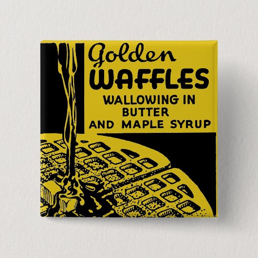 Golden Waffles Breakfast Vierkante Button 5,1 Cm (Voorkant)