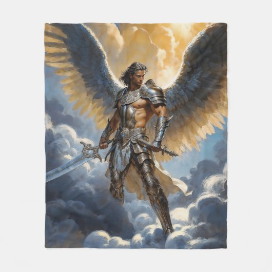 Golden Warrior of Heaven Archangel Michael Fleece Deken (Voorkant)