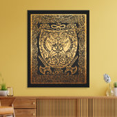 Golden Warrior Shield - Intrigerend Viking-geïnspi Canvas Afdruk (Insitu (Woonkamer))