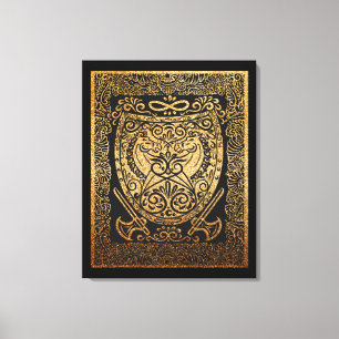 Golden Warrior Shield - Intrigerend Viking-geïnspi Canvas Afdruk