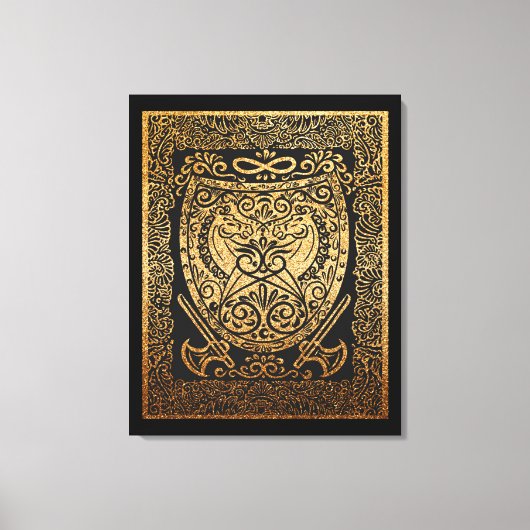 Golden Warrior Shield - Intrigerend Viking-geïnspi Canvas Afdruk (Voorkant)