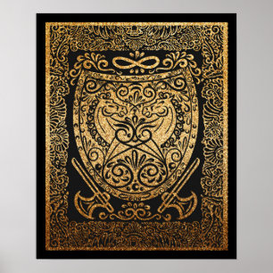 Golden Warrior Shield - Intrigerend Viking-geïnspi Poster