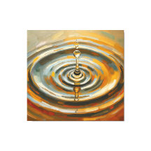 Golden Water Droplet with Ripples – Abstract Art