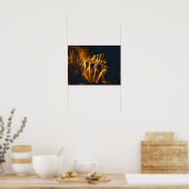 Golden Waterfall Abstracte kunst – Luxueus digitaa Poster (Keuken)