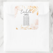 Golden Waterverf Glitter Tafel Nummers Bruiloft Vierkante Sticker (Tas)