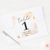 Golden Waterverf Glitter Tafel Nummers Bruiloft Vierkante Sticker (Envelop)