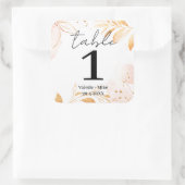 Golden Waterverf Glitter Tafel Nummers Bruiloft Vierkante Sticker (Tas)