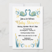 Golden waterverf Swans Baby shower Uitnodiging (Voorkant)