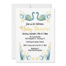 Golden waterverf Swans Baby shower Uitnodiging